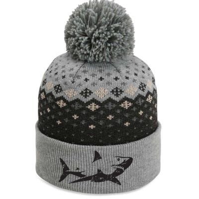 Vintage Great White Shark Silhouette Ocean Predator The Baniff Cuffed Pom Beanie