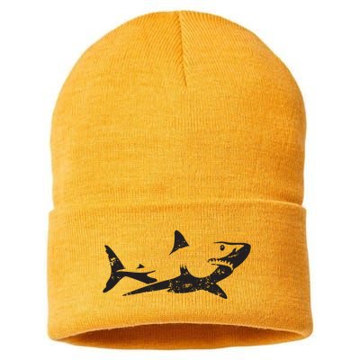 Vintage Great White Shark Silhouette Ocean Predator Sustainable Knit Beanie