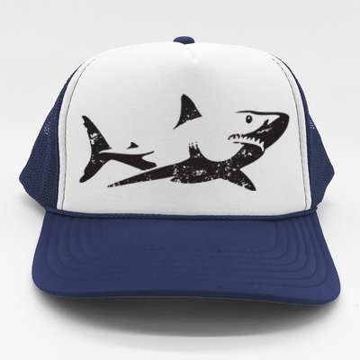 Vintage Great White Shark Silhouette Ocean Predator Trucker Hat