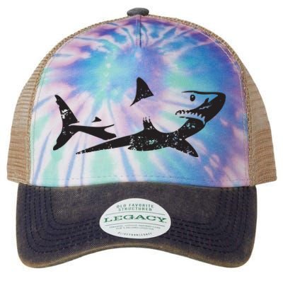 Vintage Great White Shark Silhouette Ocean Predator Legacy Tie Dye Trucker Hat