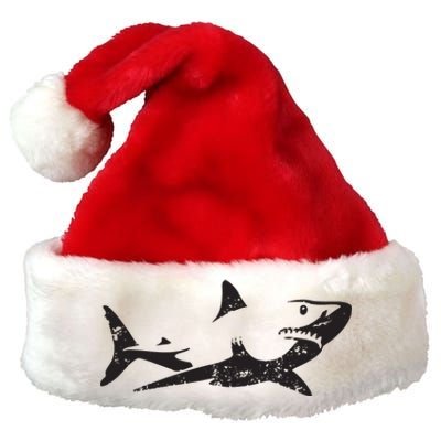 Vintage Great White Shark Silhouette Ocean Predator Premium Christmas Santa Hat