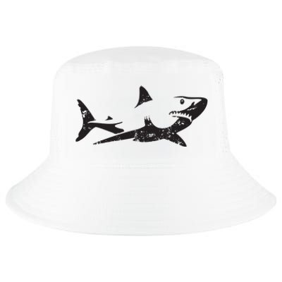 Vintage Great White Shark Silhouette Ocean Predator Cool Comfort Performance Bucket Hat