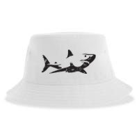 Vintage Great White Shark Silhouette Ocean Predator Sustainable Bucket Hat