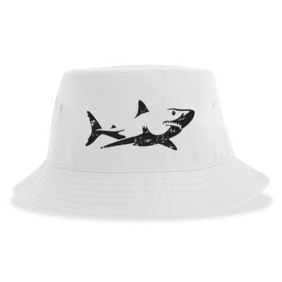 Vintage Great White Shark Silhouette Ocean Predator Sustainable Bucket Hat