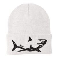 Vintage Great White Shark Silhouette Ocean Predator Knit Cap Winter Beanie