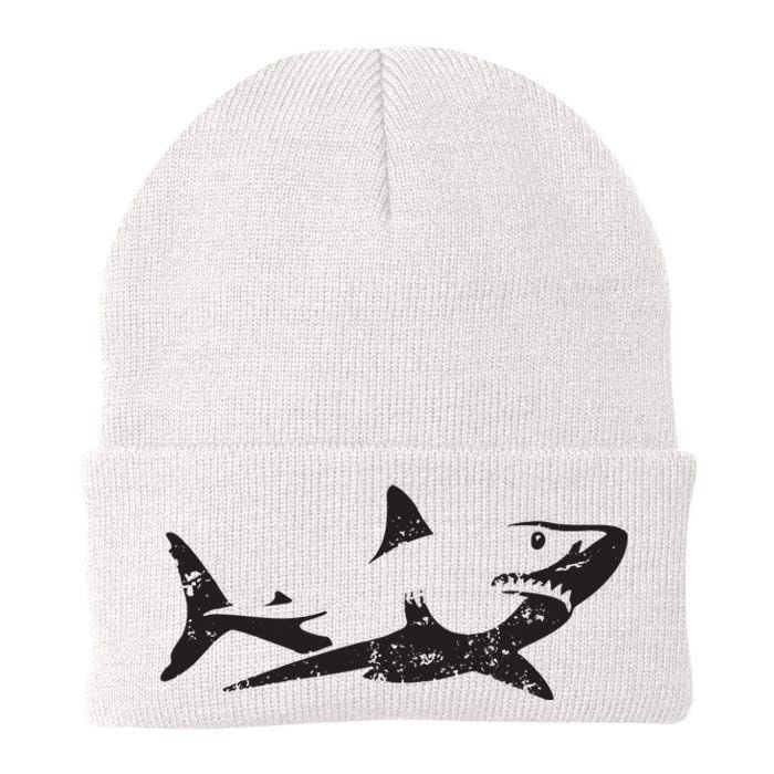 Vintage Great White Shark Silhouette Ocean Predator Knit Cap Winter Beanie