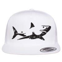 Vintage Great White Shark Silhouette Ocean Predator Flat Bill Trucker Hat