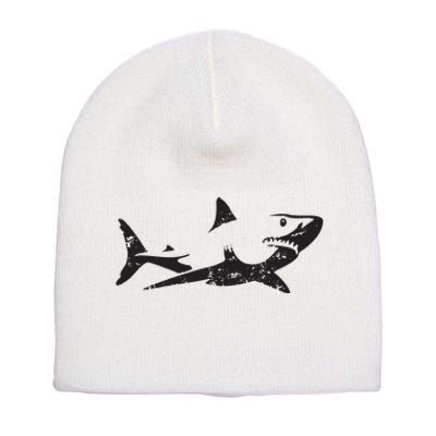 Vintage Great White Shark Silhouette Ocean Predator Short Acrylic Beanie