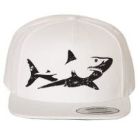 Vintage Great White Shark Silhouette Ocean Predator Wool Snapback Cap