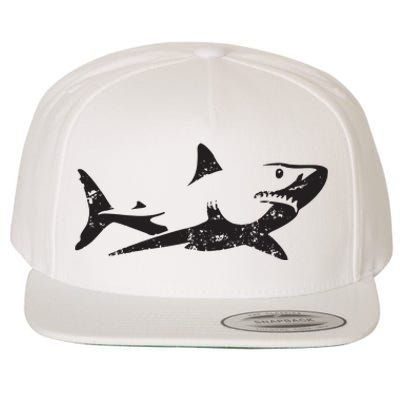 Vintage Great White Shark Silhouette Ocean Predator Wool Snapback Cap