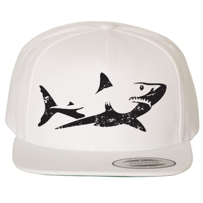 Vintage Great White Shark Silhouette Ocean Predator Wool Snapback Cap