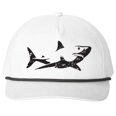 Vintage Great White Shark Silhouette Ocean Predator Snapback Five-Panel Rope Hat