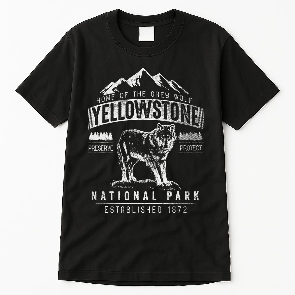 Vintage Grey Wolf Yellowstone National Park Tall T-Shirt