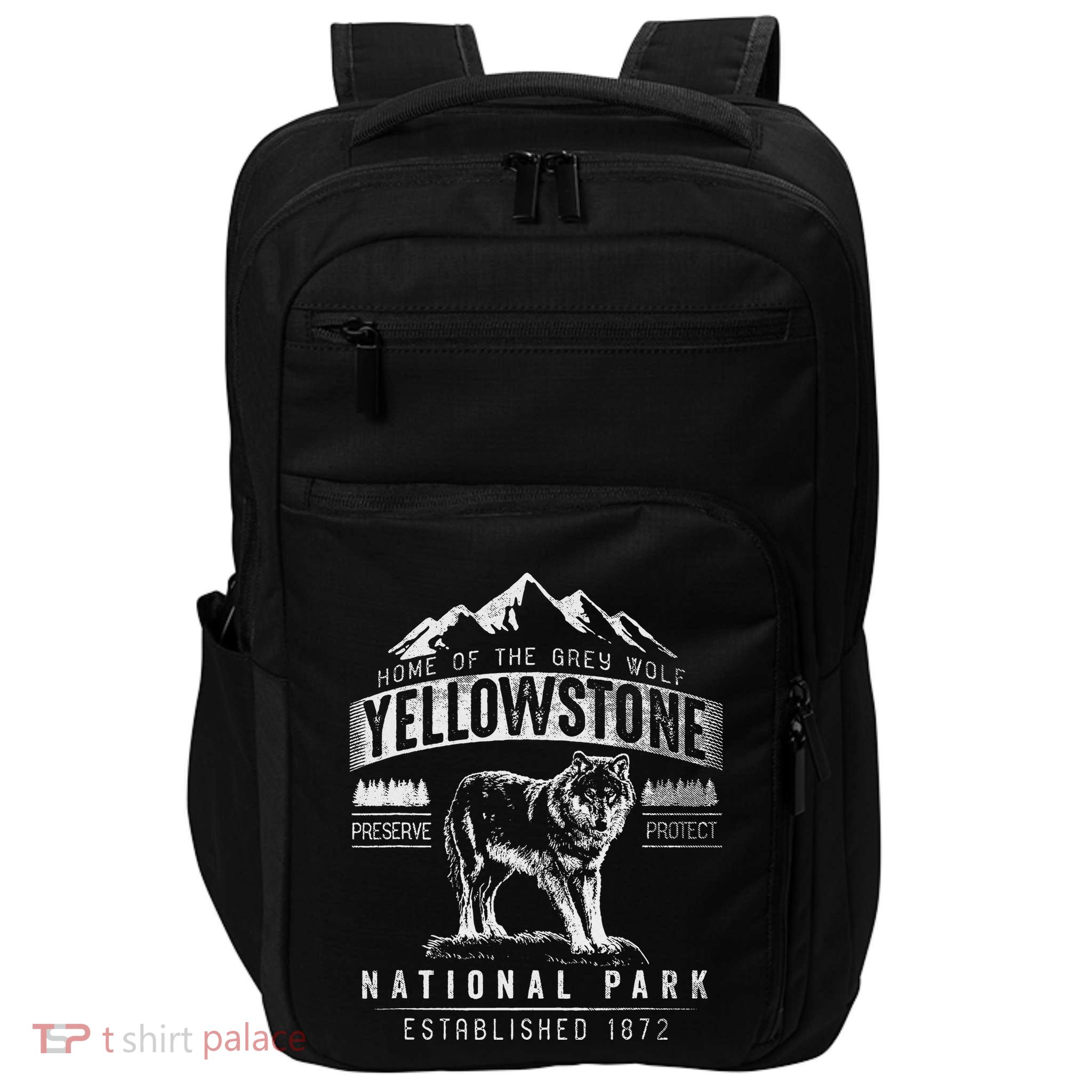 Vintage Grey Wolf Yellowstone National Park Impact Tech Backpack