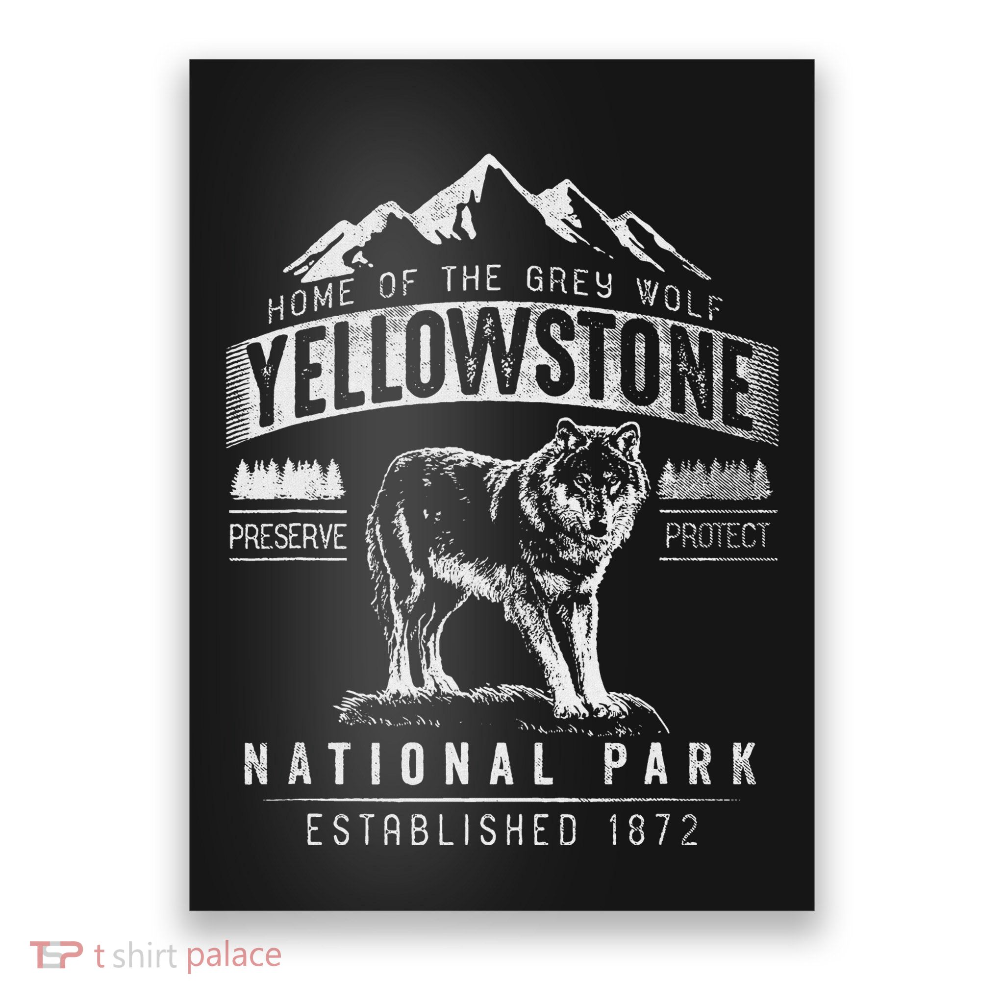 Vintage Grey Wolf Yellowstone National Park Poster