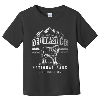 Vintage Grey Wolf Yellowstone National Park Toddler T-Shirt