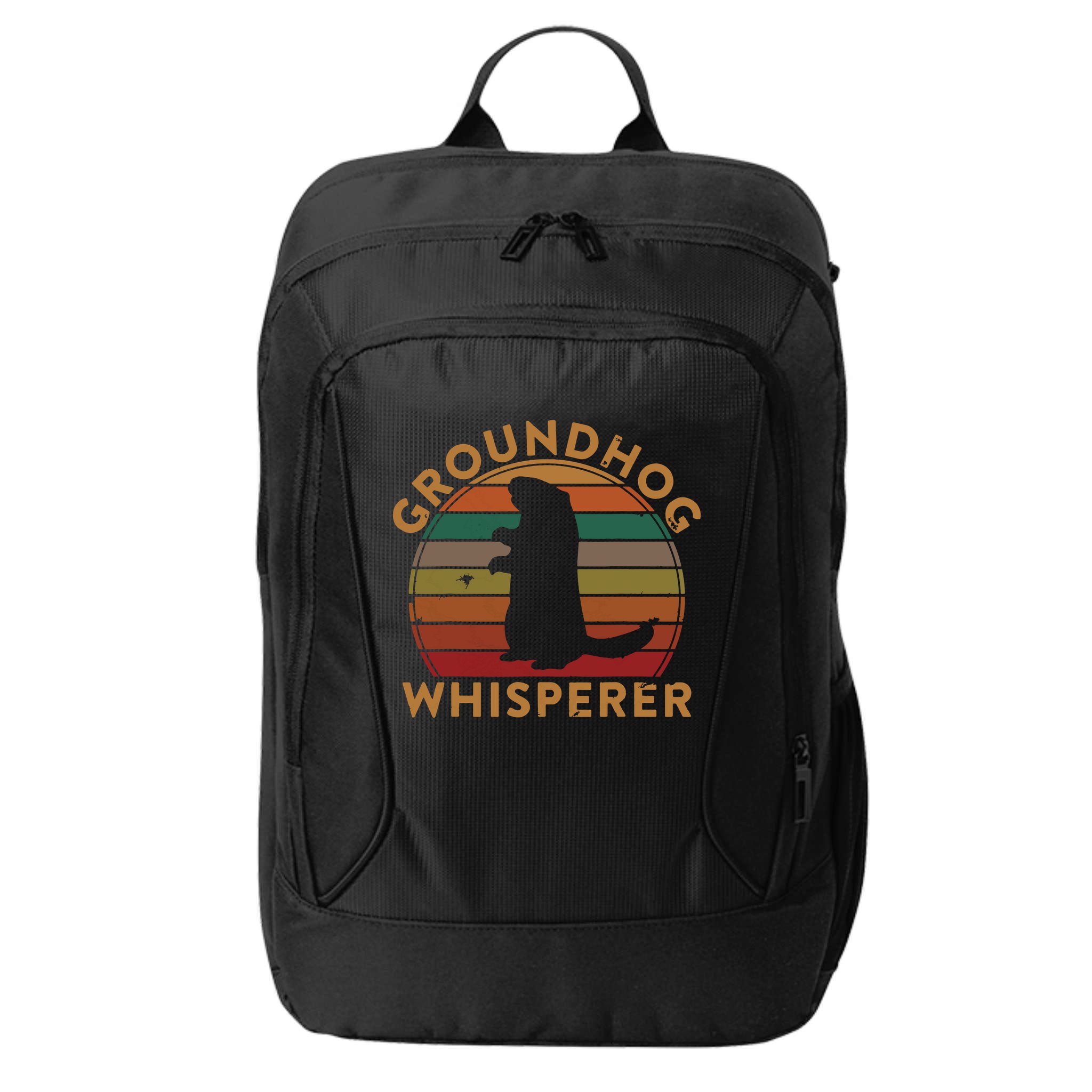 Vintage Groundhog Whisperer Silhouette Gift Ground Hog Day City Backpack