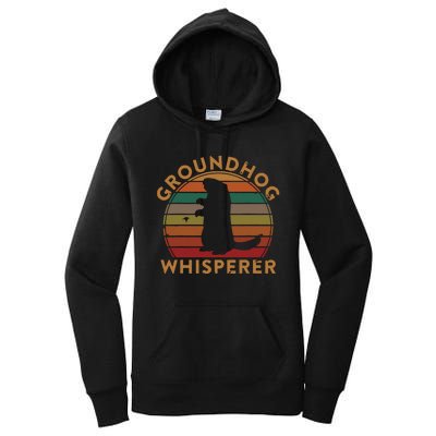 Vintage Groundhog Whisperer Silhouette Gift Ground Hog Day Women's Pullover Hoodie