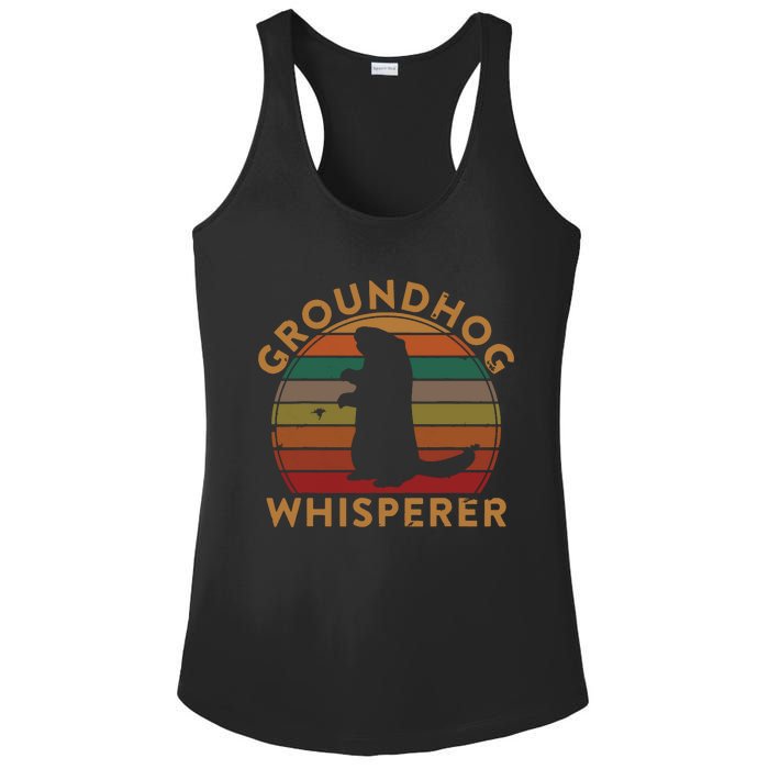 Vintage Groundhog Whisperer Silhouette Gift Ground Hog Day Ladies PosiCharge Competitor Racerback Tank