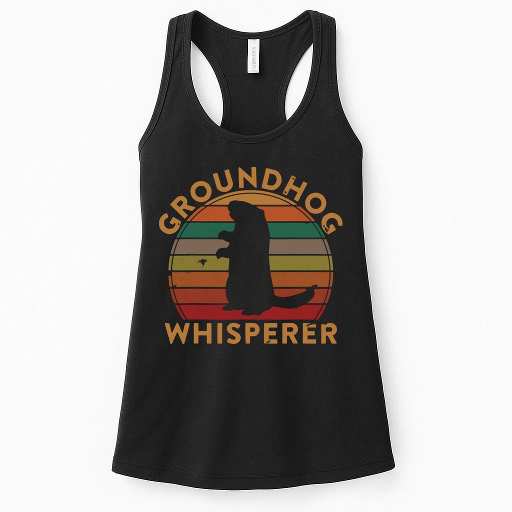 Vintage Groundhog Whisperer Silhouette Gift Ground Hog Day Womens Tank Top