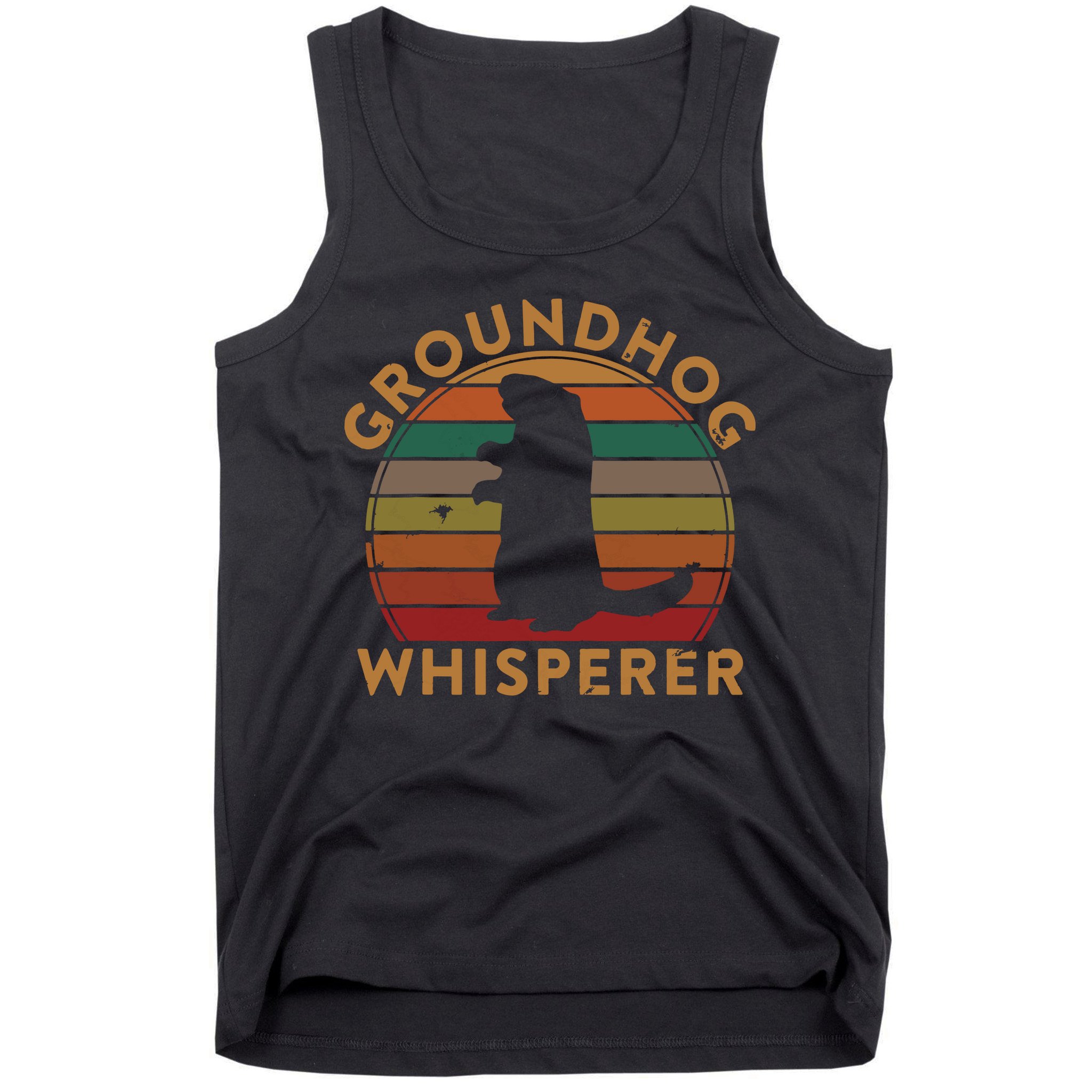 Vintage Groundhog Whisperer Silhouette Gift Ground Hog Day Tank Top