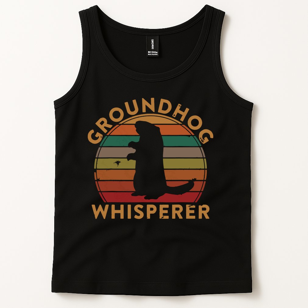 Vintage Groundhog Whisperer Silhouette Gift Ground Hog Day Tank Top