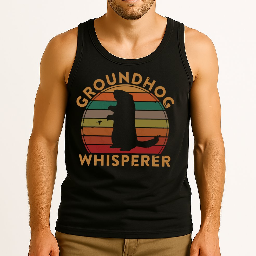 Vintage Groundhog Whisperer Silhouette Gift Ground Hog Day Tank Top