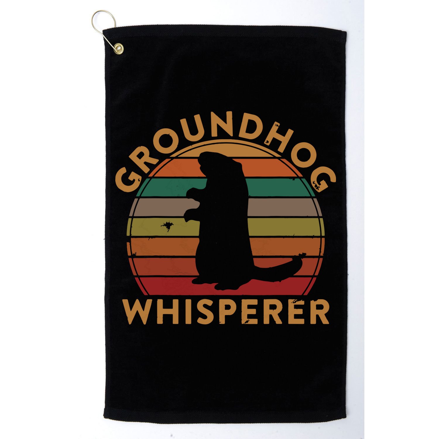 Vintage Groundhog Whisperer Silhouette Gift Ground Hog Day Golf Towel