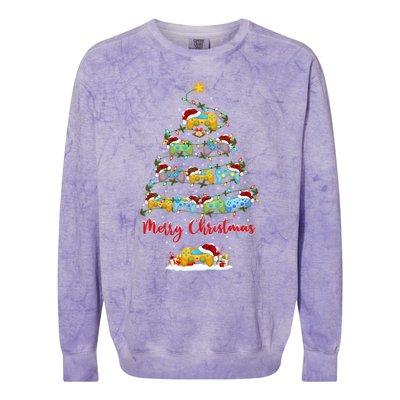 Video Game Xmas Lighting Santa Video Game Christmas Tree Gift Colorblast Crewneck Sweatshirt