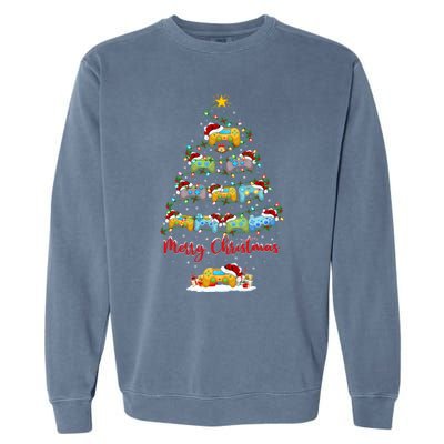 Video Game Xmas Lighting Santa Video Game Christmas Tree Gift Garment-Dyed Sweatshirt