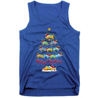 Video Game Xmas Lighting Santa Video Game Christmas Tree Gift Tank Top