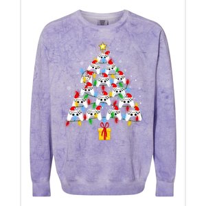 Video Gamer Xmas Gaming Controller Christmas Tree Gift Colorblast Crewneck Sweatshirt