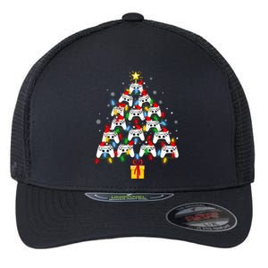 Video Gamer Xmas Gaming Controller Christmas Tree Gift Flexfit Unipanel Trucker Cap