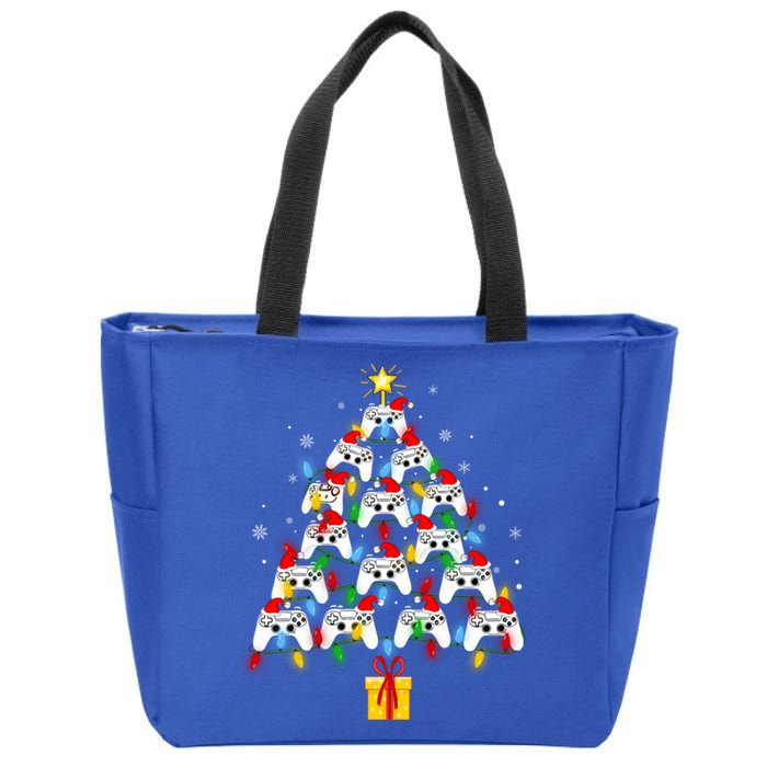 Video Gamer Xmas Gaming Controller Christmas Tree Gift Zip Tote Bag