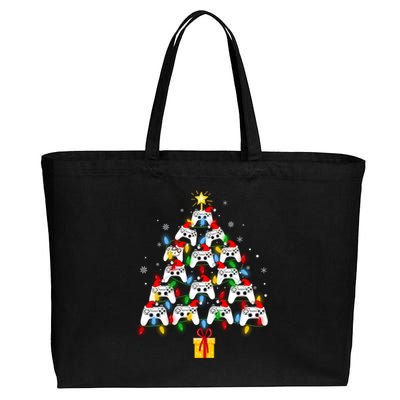 Video Gamer Xmas Gaming Controller Christmas Tree Gift Cotton Canvas Jumbo Tote