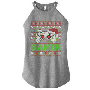 Video Gamer Xmas Lighting Ugly Santa Video Gamer Christmas Gift Women's Perfect Tri Rocker Tank