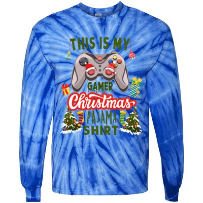 Video Gamer Xmas Grandson Gamer This Is My Christmas Pajama Gift Tie-Dye Long Sleeve Shirt