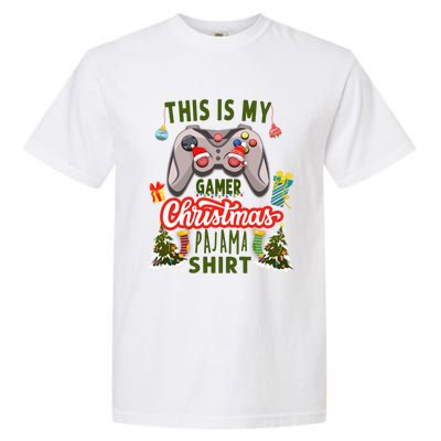 Video Gamer Xmas Grandson Gamer This Is My Christmas Pajama Gift Garment-Dyed Heavyweight T-Shirt