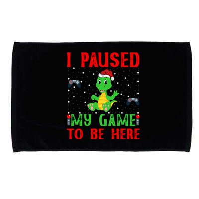 Video Gamer Xmas Dinosaur Playing Video Game Christmas Gift Microfiber Hand Towel