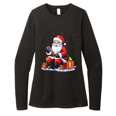 Video Gamer Xmas Holiday Santa Playing Video Game Christmas Great Gift Womens CVC Long Sleeve Shirt