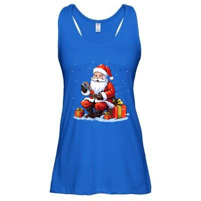 Video Gamer Xmas Holiday Santa Playing Video Game Christmas Great Gift Ladies Essential Flowy Tank