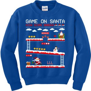 Video Gamer Xmas Lighting Santa Playing Video Game Christmas Gift Kids Sweatshirt