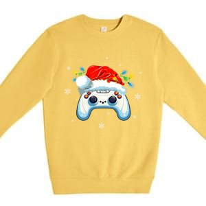 Video Gamer Xmas Lights Video Game Controller Christmas Great Gift Premium Crewneck Sweatshirt