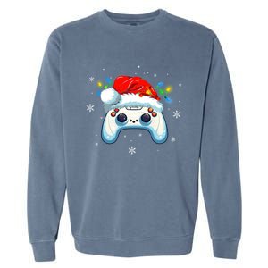 Video Gamer Xmas Lights Video Game Controller Christmas Great Gift Garment-Dyed Sweatshirt