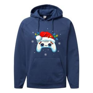 Video Gamer Xmas Lights Video Game Controller Christmas Great Gift Performance Fleece Hoodie