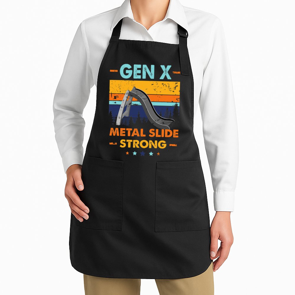 Vintage Gen X Generation Sarcasm Gen X Metalslide A Strong Apron