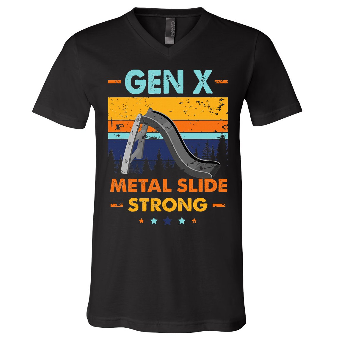 Vintage Gen X Generation Sarcasm Gen X Metalslide A Strong V-Neck T-Shirt