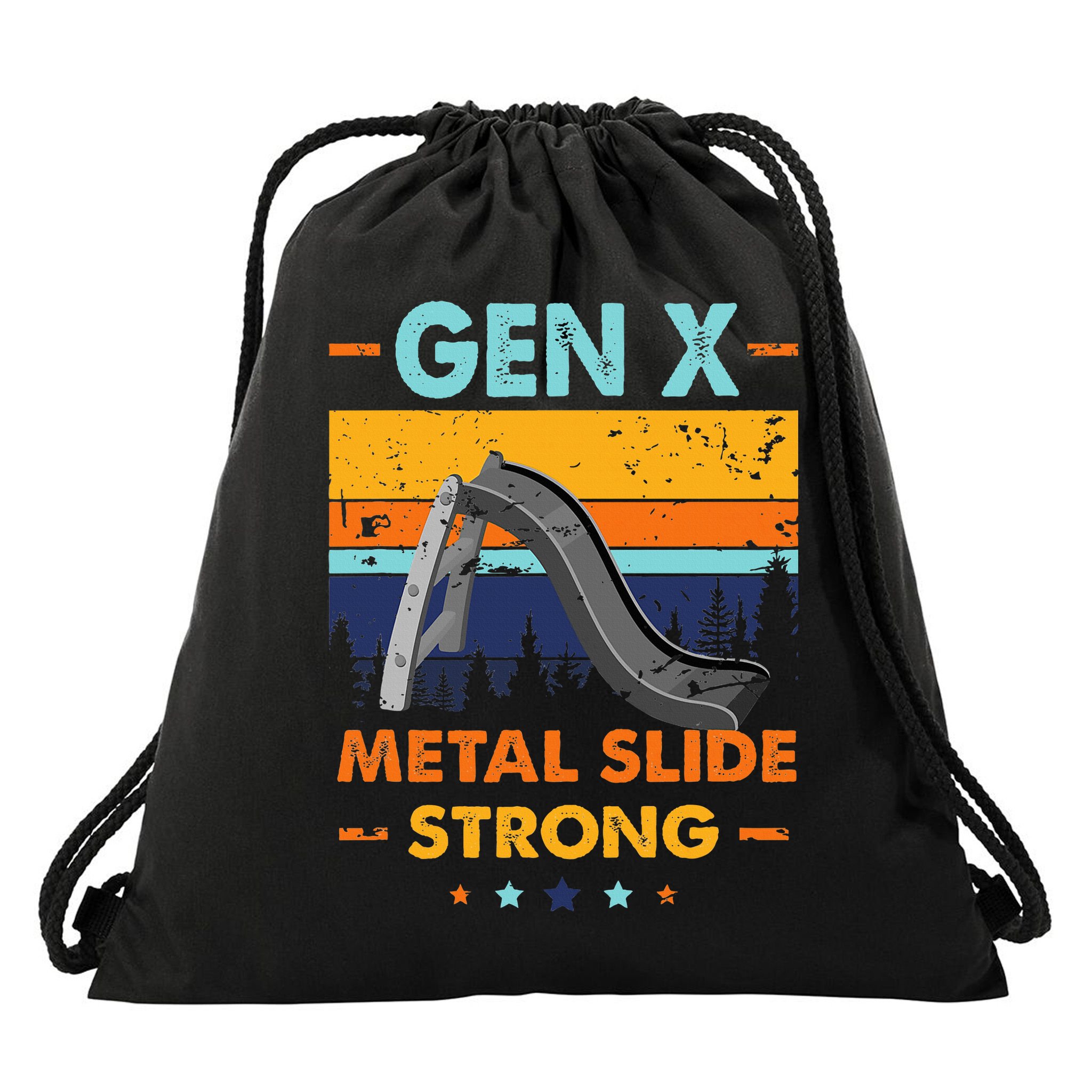 Vintage Gen X Generation Sarcasm Gen X Metalslide A Strong Drawstring Bag