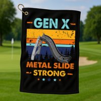 Vintage Gen X Generation Sarcasm Gen X Metalslide A Strong Golf Towel