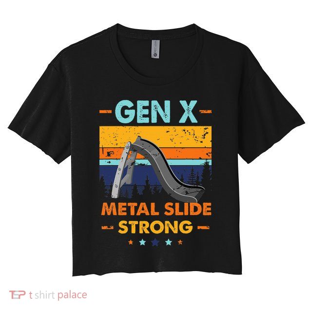 Vintage Gen X Generation Sarcasm Gen X Metalslide A Strong Crop Top